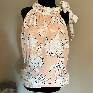 White House Black Market Peach and White halter